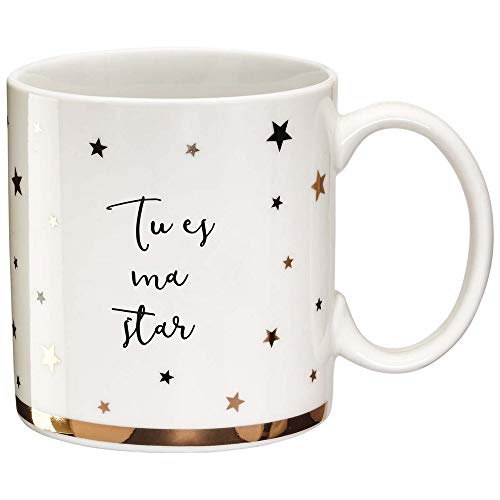 LA CARTERIE 76000539u00a0tu es ma Star Taza Porcelana Negro/Oro 11,6u00a0x 9,5u00a0x 8,2u00a0cm