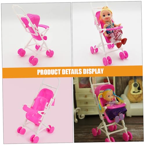 Gogogmee 2 Stück Simulierter Puppenwagen Kleiner Kinderwagen aus Kompakt Sicher Langlebig für Puppenhaus Dekoration und Fantasievolles Rollenspiel von Kindern – Bild 6