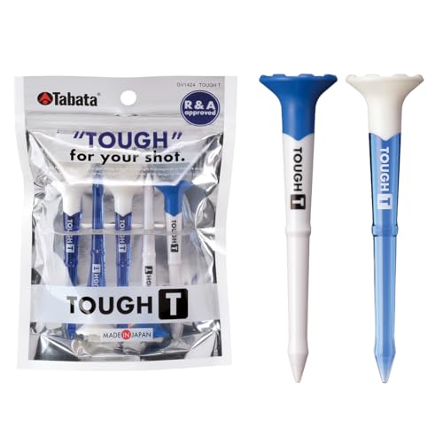 Tabata(タバタ) ゴルフ 折れにくい丈夫なティー ボールが乗せやすい 高さガイド付き ゴルフ規則適合 日本製 タフティー 全長80mm/ティーアップ高さ40mm ブルー ホワイト GV1424 80 A
