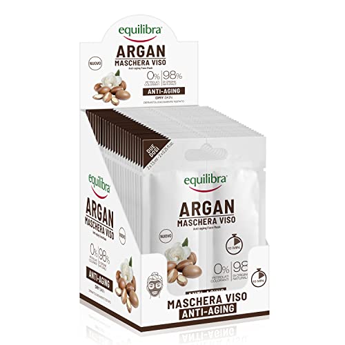 Equilibra Argan Maschera Viso Anti-Aging, Confezione da 24 Pezzi (24 x 2 Monodose)
