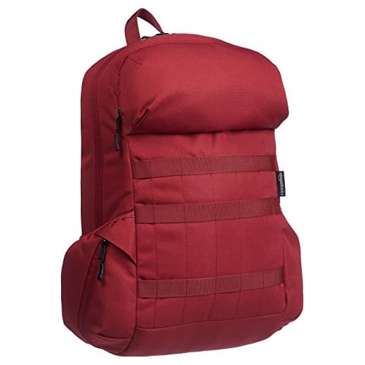 AmazonBasics – ryggsäck av kanvas för bärbara datorer upp till 38 cm/15 tum, djup röd