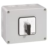 Poids: 1369.00 g Legrand 027746 PR40 Commutateur à Cames Inverseur avec Position Arrêt 45° avec Boîtier, 2P, 4 Contacts, 135mm x 70mm