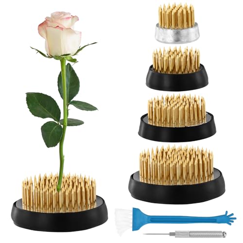 QWORK 4 Pieces Floral Arranging Tool Flower Frogs for Arrangements Flower Hedgehog for Florists Offices and Tea Rooms