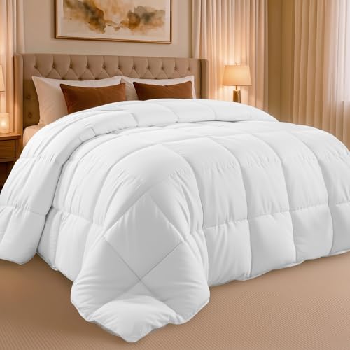 Utopia Bedding Queen Comforter Duvet Insert, Quilted White Comforter with Corner Tabs, Box Stitched Down Alternative Comforters Queen Size 88 x 88 inches