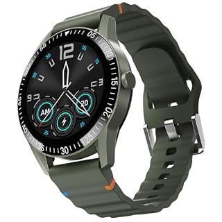 Fire-Boltt Talk Round Smart Watch 1.39″ TFT Display with Bluetooth Calling, Dual Button, Voice Assistance, SPO₂ & Heart Rate Monitor, 120+ Sports Modes, Smartwatch for Men & Women - Green