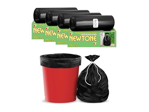 Image of Newtone Garbage Bags | Large 24 x 32 Inches | 60 Bags (15 Bags X 4 Rolls) | Dustbin /Trash bin | Box Packing | (Black) - Perforated Box for Easy Dispensing