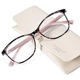 Madison Avenue Blue Light Blocking Glasses Anti Eyestrain UV Glare Blue Light Glasses for Women with Case, TV Phone Computer Gaming Eyeglasses (Pink Demi)