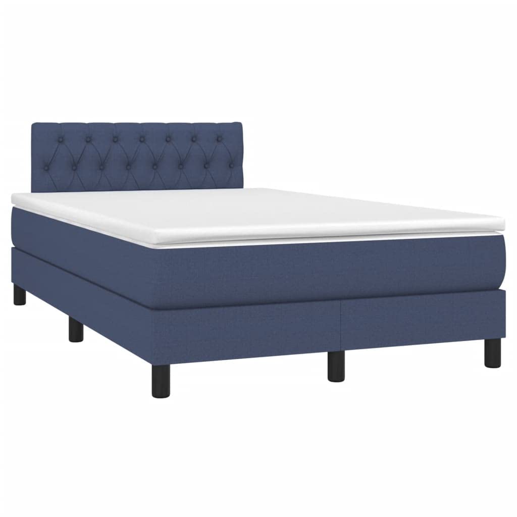 vidaXL Sommier à Lattes de lit Matelas et LED Bleu 120x190 cm Tissu