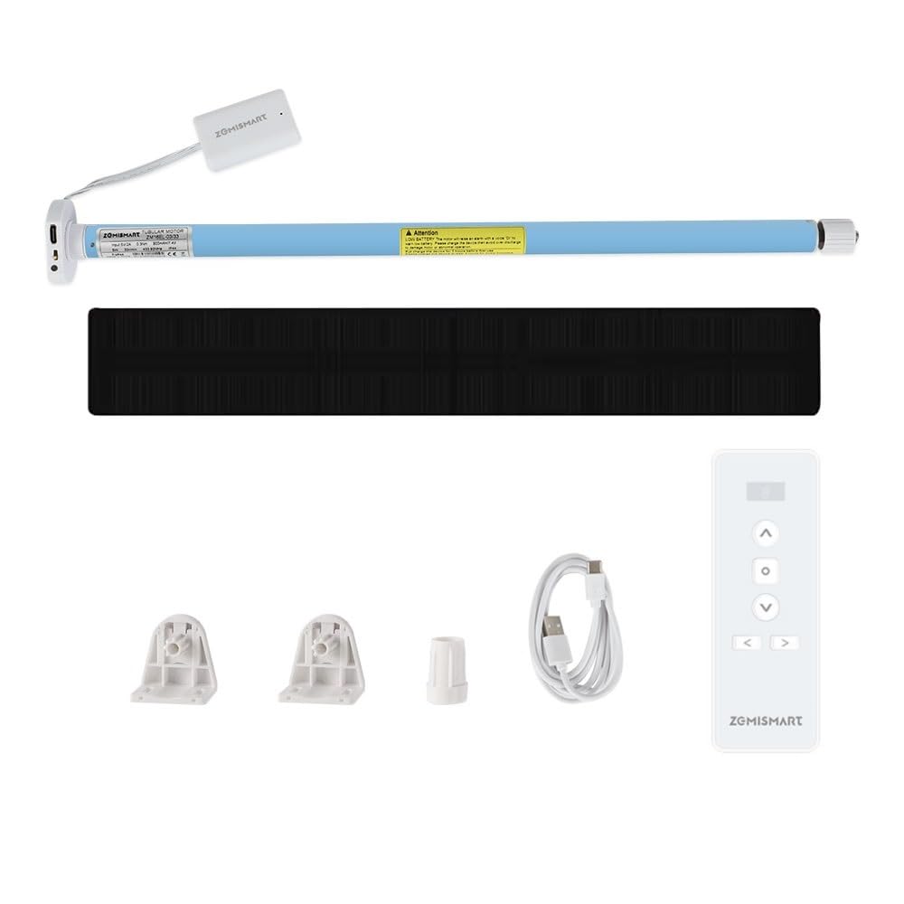 Zigbee Rechargeable Roller Shade Motor for 17/25/28mm Tube, Smart Blinds Motor Automatic Curtain Opener with App/Voice/Remote Control, Tuya Zigbee hub is Required (1-Channel Remote with Solar Panel Zigbee Rechargeable Roller Shade Motor for 17/25/28mm Tube, Smart Blinds Motor Automatic Curtain Opener with App/Voice/Remote Control, Tuya Zigbee hub is Required (1-Channel Remote with Solar Panel