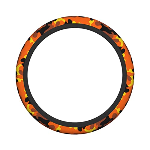 Camouflage Orange Balck Yellow Steering Wheel Covers Non Slip Neoprene Universal 15 Inch Steering Wheel Protector Car Cover For Men Women #TOP1