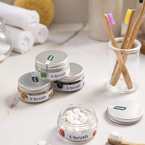 T-Brush Whitening Travel Toothpaste Tablets Natural Ingredients, Sls Free, Gluten Free, Cruelty Free, Eco Friendly Packaging, Vegan - Sepearmint -With Fluoride 90 Tablets #TOP4