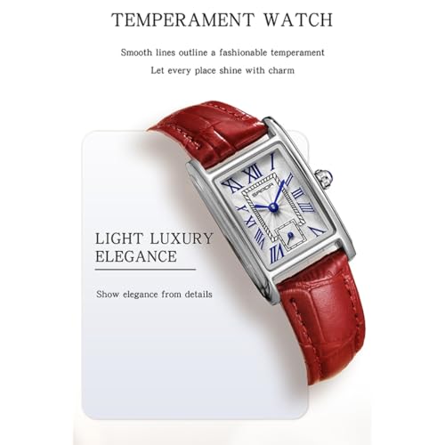 Image of Poshi Sanda Premium White Brass Sqaure Dial Watch | 200mm Rose Gold Stainless Steel Strap Quartz Watch for Women