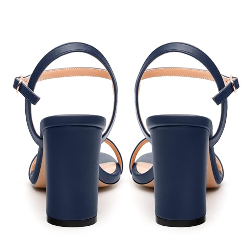 Womens Ankle Strap Block Heel Sandals, Chunky Heel Peep Toe Slingback Sandals, Open Toe High Heel Sandals with Buckle3.34