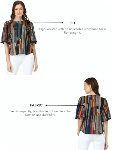 Image of DHRUVI Trendz Women's Rayon Block Print Regular Fit Top