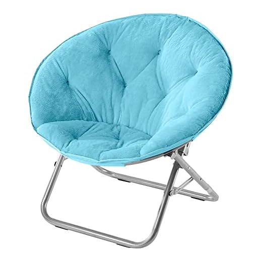 Urban Shop Light Blue Faux Fur Saucer Chair