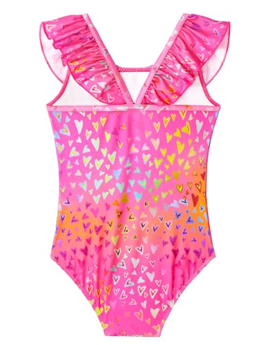 Image of Snowheart Girls Swimsuit One Piece Bathing Suit Kids Quick Dry Shoudler Ruffle Floral Swimwear for 3-12 Years Old