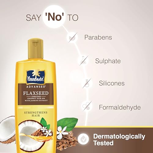 Image of Parachute Advansed Flaxseed Enriched Coconut Hair Oil for Stronger, Smoother Hair | Up to 10x Less Breakage| 2x Softer Hair | Deep Nourishment with Jasmine Extract, 300ml