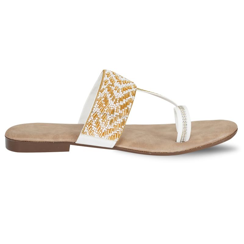 Image of DFR Flip Flops for Women Daily Use Comfortable Ethnic Embroidered Girls Slippers flipflops chappals