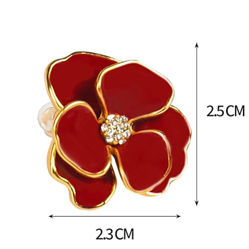 Colorful Enamel Small Flower Earrings.Elegant Floral Stud Earrings, Gold-Tone with Burgundy Enamel and Crystal Center,Gemstone Gold Earrings,Crystal Gem Drop Hypoallergenic Earrings.Thanksgiving gifts for family members3