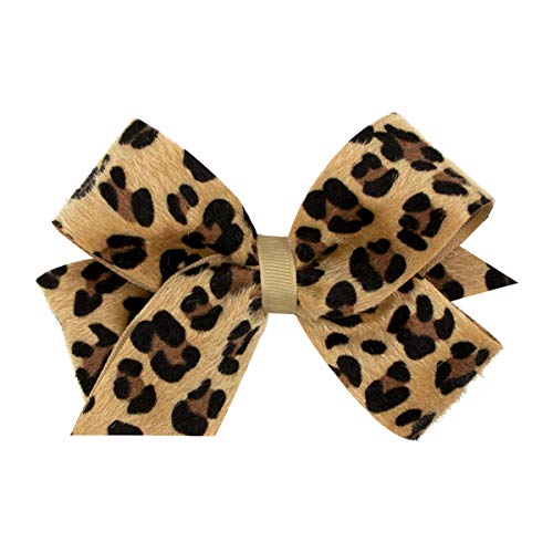 Wee Ones Medium faux leopard fur and grosgrain bow