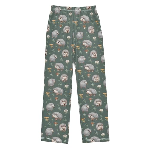 Hedgehog Mushroom Floral Boys Long Pants Soft Trousers Elastic Waist Kids Lounge Bottoms with Pockets S-XL