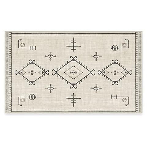 RUGGABLE Damali Washable Rug - Perfect Boho Area Rug for Living Room Bedroom Kitchen - Pet & Child Friendly - Non-Toxic - Stain & Water Resistant - Black & White 3'x5' (Standard Pad) Cover