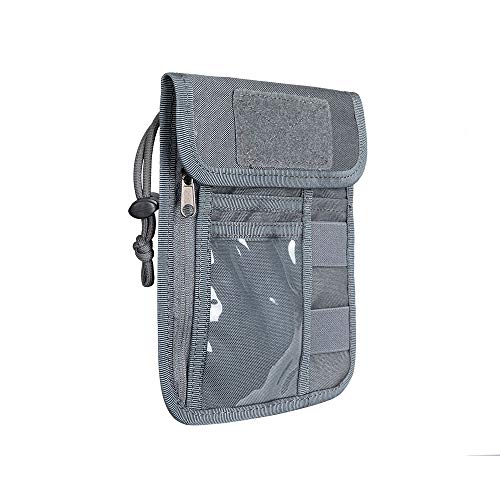 Image of EXCELLENT ELITE SPANKER Passport Holder Neck Pouch RFID Nylon Blocking Travel Neck Wallet ID Card Organizer Pouch with Neck Lanyard(Grey)