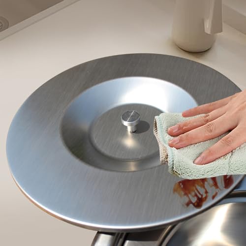Poubelle encastrable acier inoxydable avec goulotte ronde et seau sous comptoir maison - 4