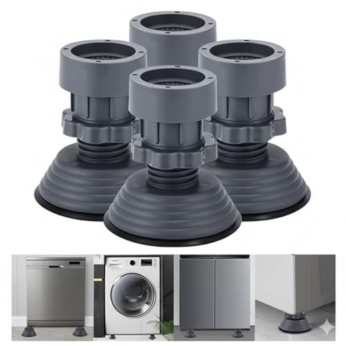Image of FURNIMATE Washing Machine Stand with Anti-Vibration Pads | Adjustable Heavy-Duty Base for Fridge & Dishwasher | Anti-Slip, Noise Reduction, Shock Absorber (Pack of 1)