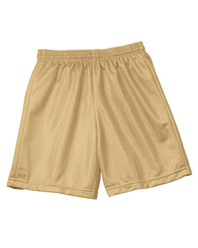 A4 Youth Six Inch Inseam Mesh Short, Small, VEGAS GOLD2