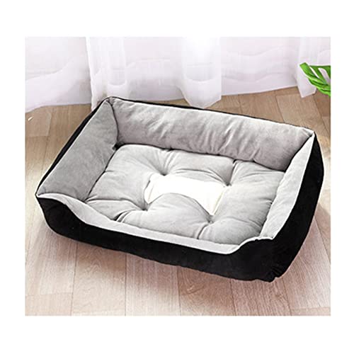 DGOINGPI Cama para Perros Cama para Mascotas, colchones cálidos para Gatos y Perros, Cama Rectangular para Perros, Saco de Dormir, Perrera Suave y Lavable Cama de Perro(Black,S(60x45x15) cm)