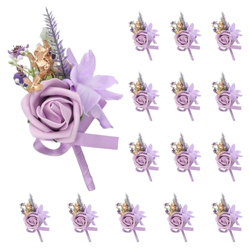 Boutonnières pour homme de mariage et fêtes élégantes : fleurs artificielles à épingle de poche