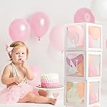 First Birthday Decorations For Boy Or Girl, 3 Pcs ONE Balloon Boxes For 1st Birthday, Baby Clear Blocks Party Decor With ONE Letters For Photoshoot Props, Cake Smash Backdrop - Image 5
