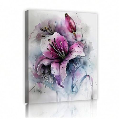 Affiches fleur de lys rose et violette déco murale encadrée 60x80 cm