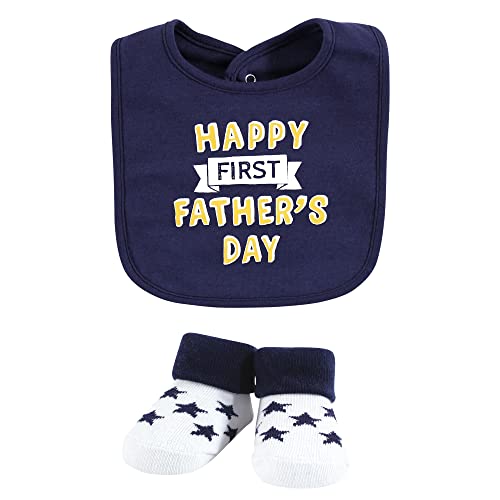 Image of Hudson Baby Unisex Baby Cotton Bib and Sock Set, Boy Mothers Fathers Day, One Size