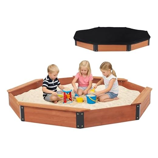 Large Wooden Octagon Sandbox for Kids