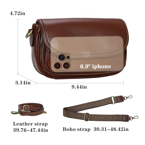HESHE Leather Crossbody Bags for Women Trendy Shoulder Bag with Guitar Strap Stylish Ladies Purses Satchel Handbags Travel4