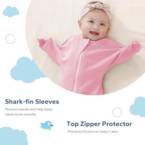 Image of ZIGJOY Swaddle Sleep Sack 3-6 Months, 1.0 Tog Cotton Baby Swaddle Blanket | 100% Cotton - Soft & Breathable & Non-shrink, 2-way Zipper for Easy Diaper Changes, Long Sleeves Allow Self-soothing
