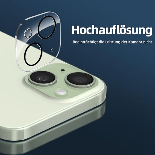 NEW'C für iPhone 15 für Panzerglas 6,1 Zoll (2 Stück) und 2 x Kamera Panzer Schutz für Kameraschutz (2 Stück) -Kratzfest -extrem widerstandsfähig -9H-Härteglas