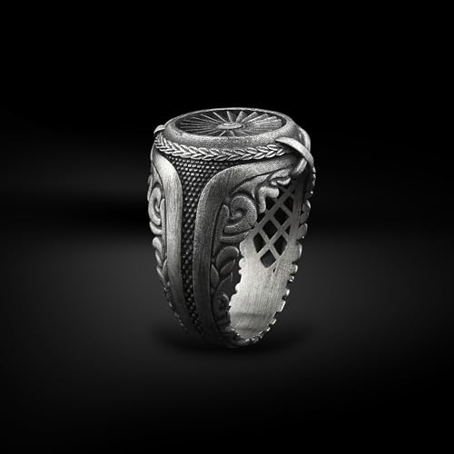 BySilverStone - Plane Turbine Handmade Sterling Silver Mens Signet Ring, Airplane Engine Unique Signet Ring, Propeller Silver Men Jewelry, Rings for Men4