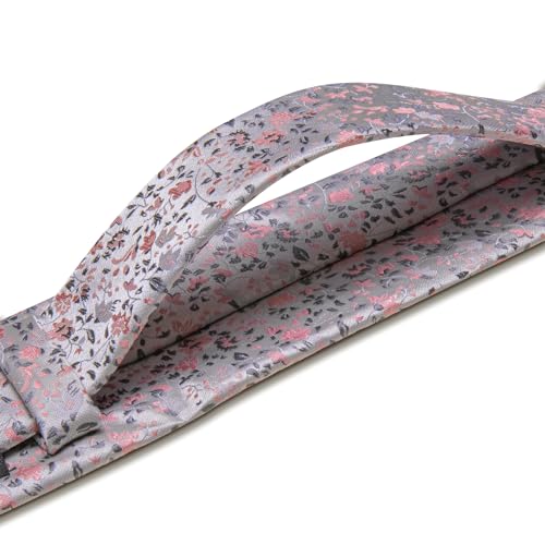 Image of Barry.Wang Floral Ties for Men Flower Necktie with Tie Clip Formal