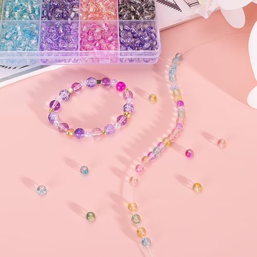 Image of XSEINO 24 Colors 1200PCS Transparent Gradient Glass Beads Kit 6mm DIY Craft Glass Beads, Fit for Bracelets, Jewelry Making, Necklace