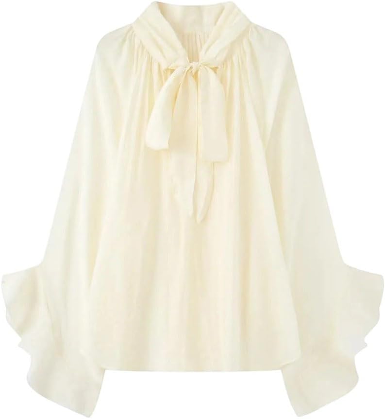 Women's Bow-Decorated Loose Long-Sleeved Blouse