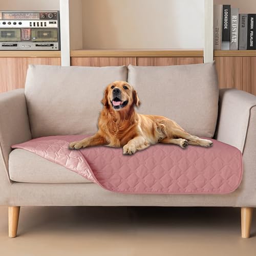Image of gogobunny 3X Stronger Waterproof Pet Blanket, Scratch Proof Furniture Protector for Dogs Cats, Reversible Cover 32x53 Inch, Dark Pink /Light Pink