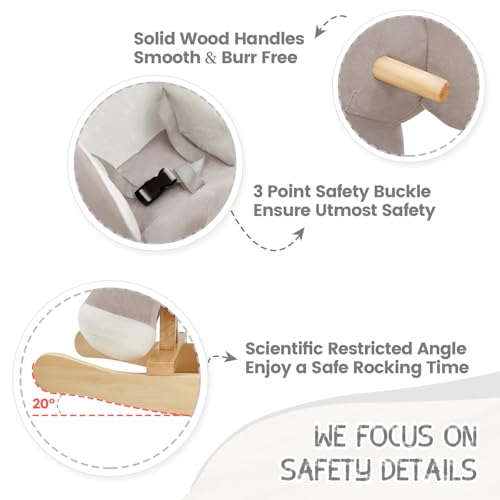 FUNLIO Elephant Baby Rocking Horse for Toddlers 6 Months to 3 Years, Cute & Graceful Grey Elephant Rocker for Baby Girl, Stuffed Plush Ride-on Rocking Animal, Easy to Assemble, CPC & CE Certified - Image 5