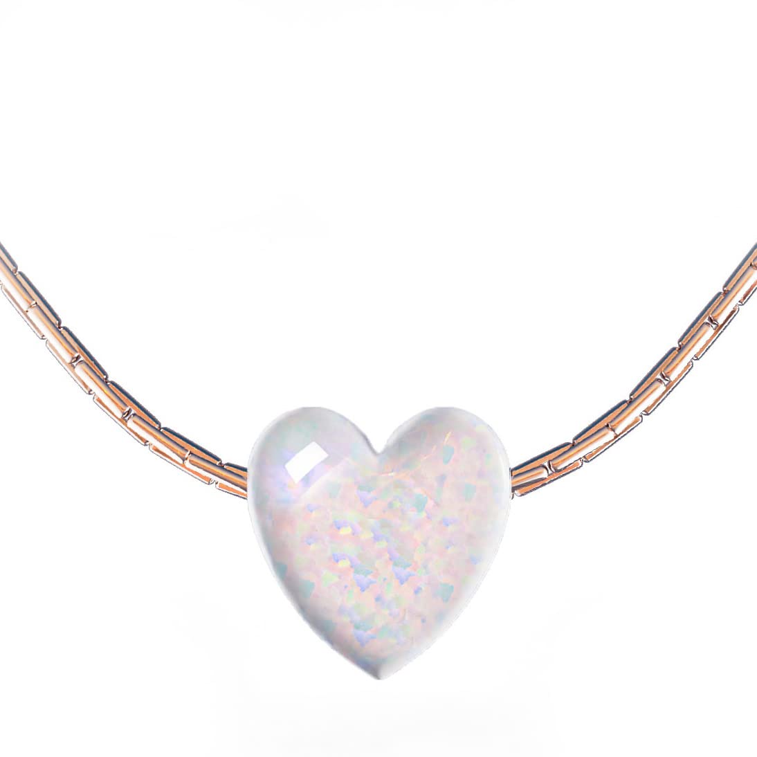 ALOME Heart Necklace For Woman – 14K Rose Gold Chain With White Heart Shaped Opal – Lovely Birthday Mother’s Day Gift ALOME Heart Necklace For Woman – 14K Rose Gold Chain With White Heart Shaped Opal – Lovely Birthday Mother’s Day Gift
