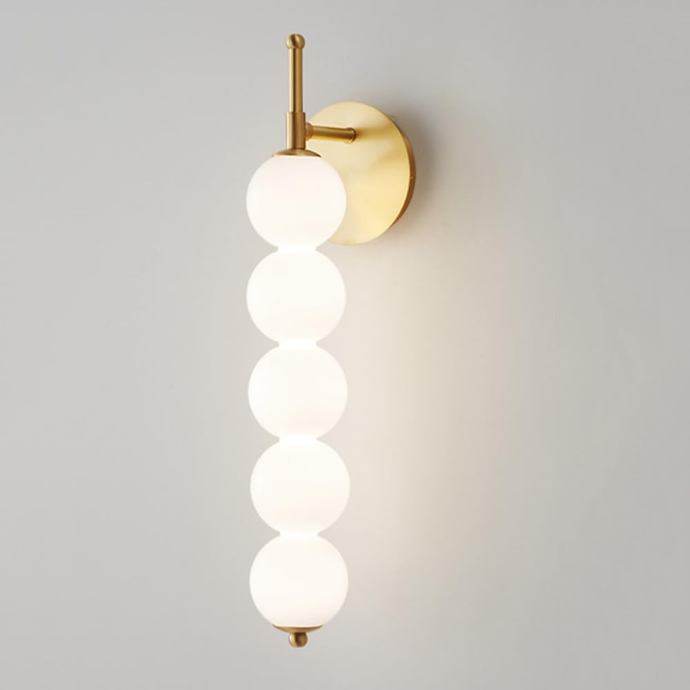 SXSCARKX Globe Wall Light LED Sconce White Glass Mount Lamp Copper Hardwired Sconces Lighting Living Room Lights Bedroom Bedside Restaurant Decor Lamps