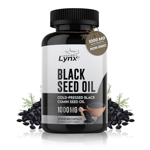 Leaping Lynx Black Seed Oil 1000mg – Cold-Pressed Nigella Sativa Softgels for Immune, Heart, Joint & Skin Health | 120 Softgels (60-Day Supply) | Non-GMO, Cold Pressed Black Cumin Seed Oil