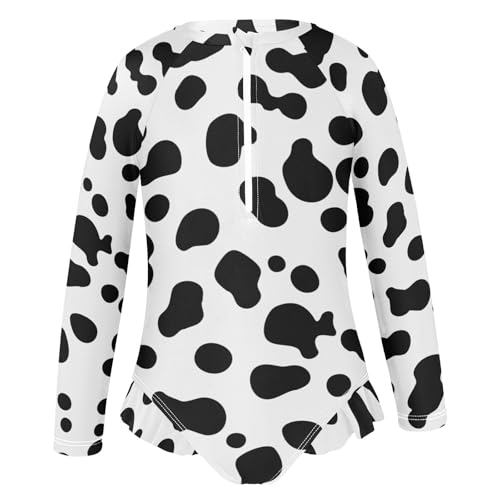 Image of CaTaKu Girls Rash Guard Swimsuit Long Sleeve One Piece Bathing Suit UPF 50+ Toddler Kids Zipper Ruffle Swimwear 3-12Y