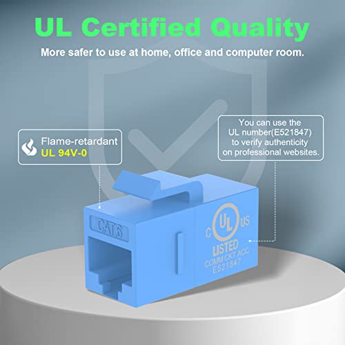 Vce Ul Listed 25-Pack Rj45 Cat6 Keystone Coupler Female To Female Insert Coupler, Utp Keystone Inline Coupler-Blue #TOP2
